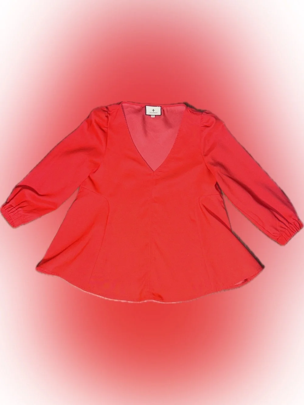Tuckernuck Hollis Poppy Hot Coral-Red V-Neck Sleek Polished Career Blouse XS